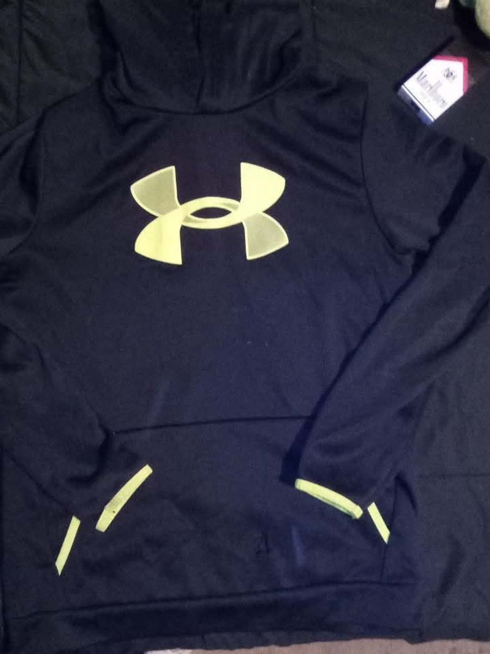 Under Armour Black Hoodie with Neon Yellow Logo and Accents